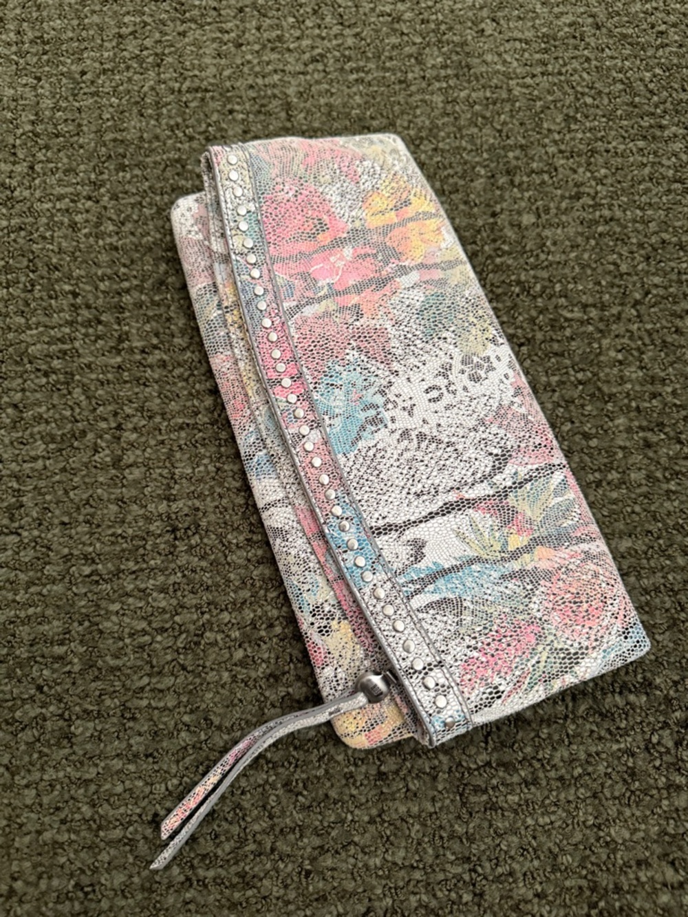 HOBO Multicolor Floral Leather Clutch with Stud Accent - Picture 4 of 5